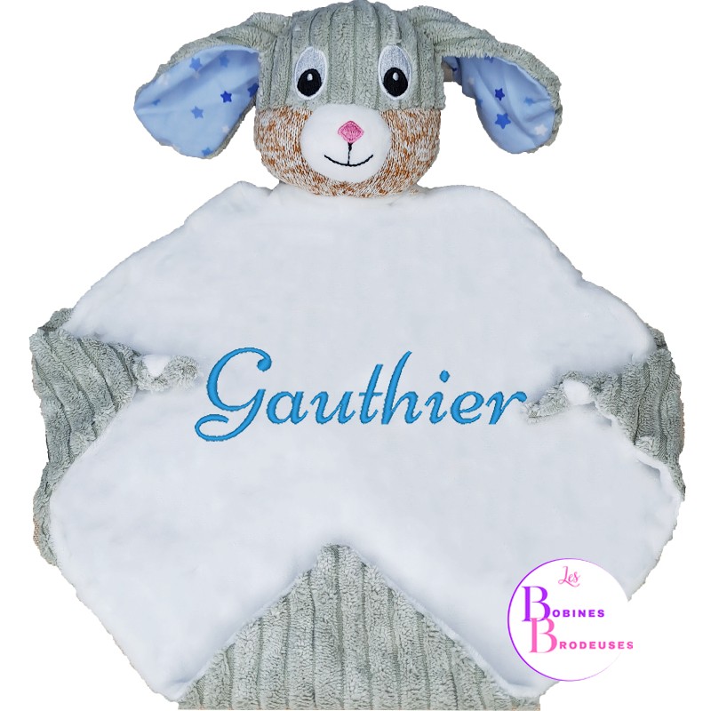 DOUDOU LAPIN GRIS BLEU CUBBIES 425