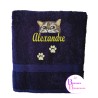 SERVIETTE BLEU FONCE CHAT 400