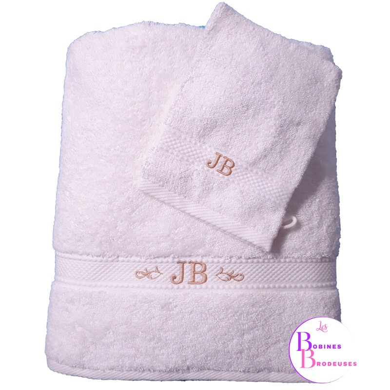 DRAP DE BAIN BLANC INITIALES 65