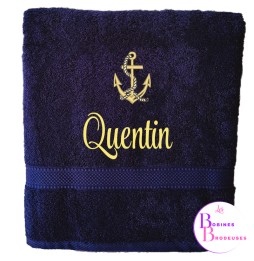 SERVIETTES  BAIN BLEU MARINE 119