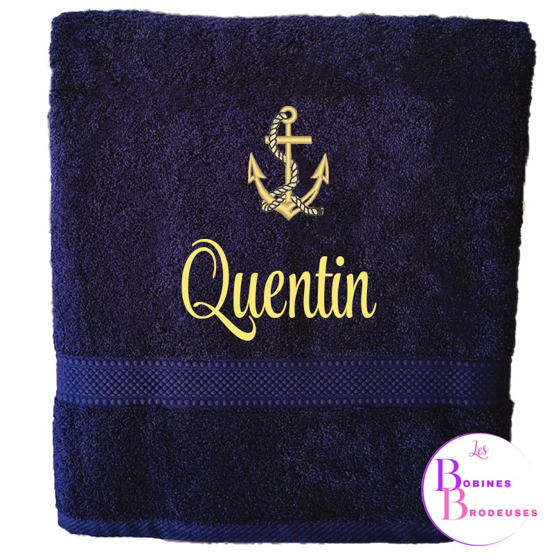 SERVIETTES  BAIN BLEU MARINE 119