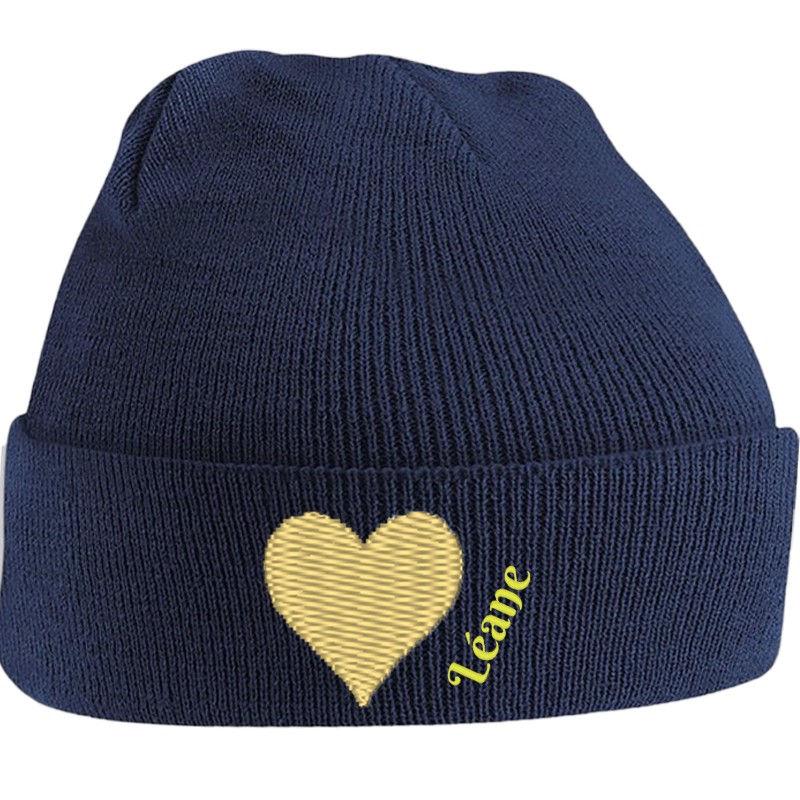 BONNET BLEU COEUR DORE ST VALENTIN 567