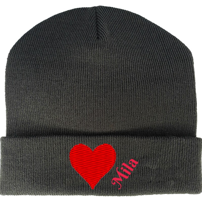 BONNET GRIS COEUR ROUGE ST VALENTIN 570