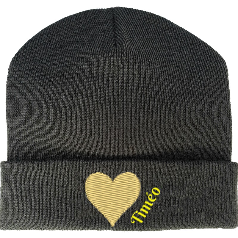 BONNET GRIS COEUR DORÉ ST VALENTIN 571