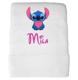 Serviette de Bain Stitch Personnalisée - Serviette Bain Stitch Brodée - Serviette Bain Bébé Brodée - Serviette Stitch