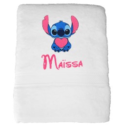 Serviette de Bain Stitch Personnalisée - Serviette Bain Stitch Brodée - Serviette Bain Bébé Brodée - Serviette Stitch